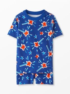 Hanna Andersson two-piece Short John pajama set Patriotic 4th of July Print 12